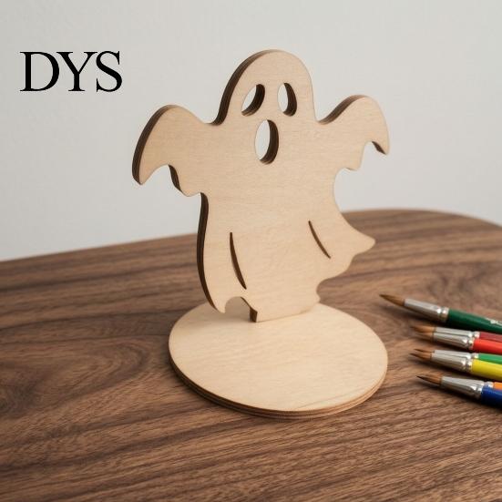 Split Bracket Candle Holder Halloween Ghost Shadow Candles Holder, Spooky Wooden Candlestick Decoration, Funny Party Props Vintage Tea Light Stand for