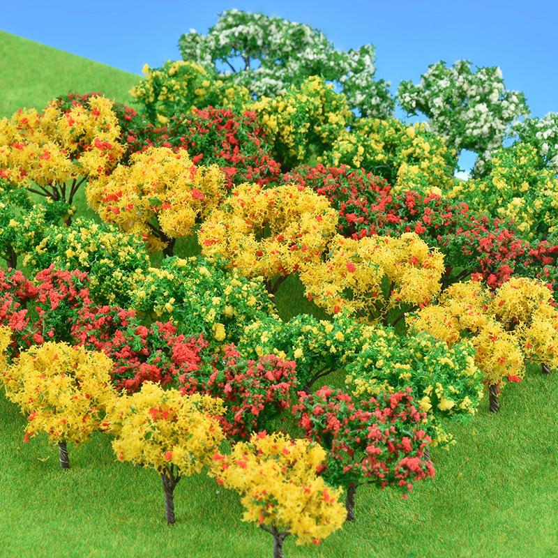 Mini DIY Model Train Landscape Tree Set - Simulated Plastic Trees for Sand Table Crafting