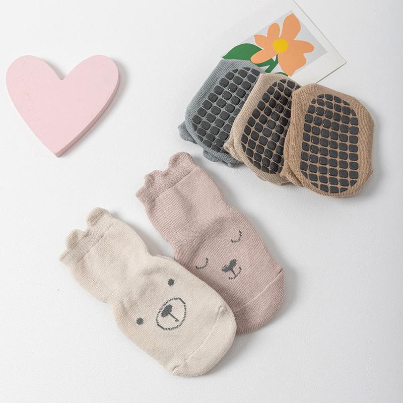 Autumn Winter Baby Floor Socks Cotton Breathable Mid Tube Socks Non Slip Bottom Indoor Walking Sock Cute Cartoon Kids Stockings