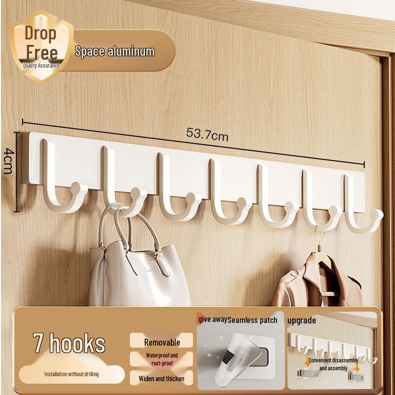 Milky White No-Drill Adhesive Over-the-Door Towel & Clothes Hook