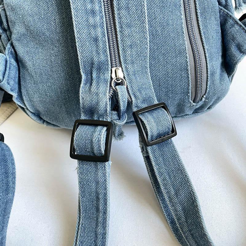 Lightweight Denim Backpack Women's Outdoor Travel Multifunctional Chest Bag Shoulder Crossbody Bag