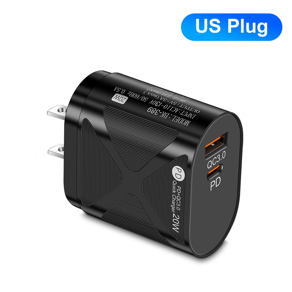 20W Fast Charger USB C PD QC 3.0 Universal Phone Charger for iPhone Samsung Android - Portable, Compact Design, Certified Safe