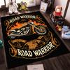 Road Warrior Carpet with Motorcycle, Flames, Skull, and Globe Design Suitable for Use As an Anti-slip for Living Room Bedroom Sofas