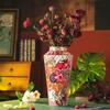 Flowering vase ceramic home ornament living room flower arrangement high value retro new home vase large Chinese style