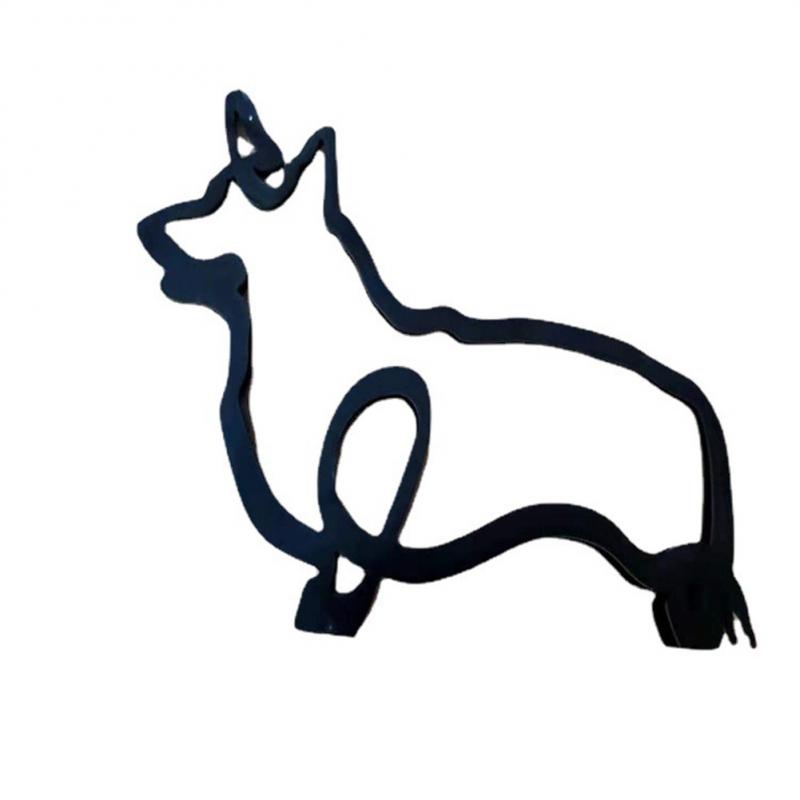Metal Dog Art Sculpture Modern Abstract Minimalist Art Animal Ornaments Pet Dog Crafts Home Study Office Desktop Decoration