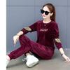 Fashionable Loose-fitting Velvet Two-piece Women's Spring-autumn Long-sleeved Ankle-length Casual Sportswear Set