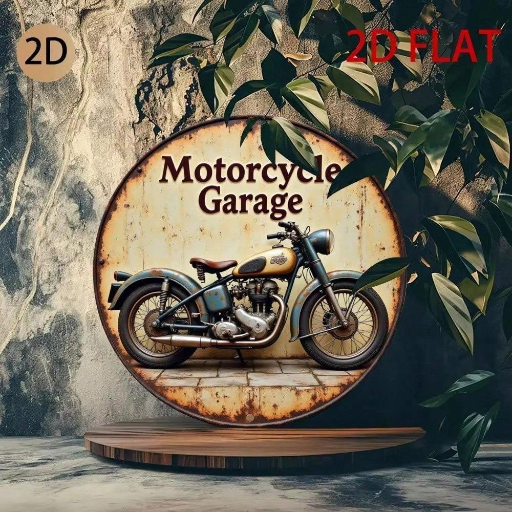 Retro Round Metal Sign Vintage Motorcycle Man Cave Garage Wall Art Aluminum Plaque Indoor Outdoor Home Decor Bar