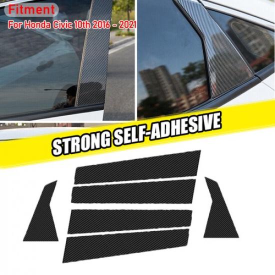 For Honda Civic 10th Sedan 16-2021 Carbon Look Pillar Post Door Trim Accessories