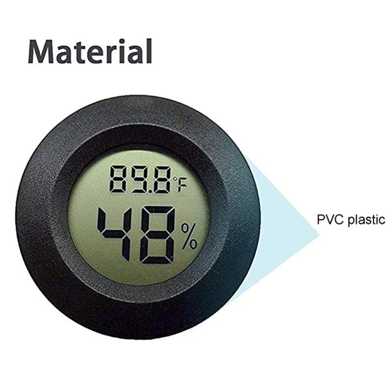 

1pc Black Reptile Box Digital Thermometer Hygrometer Round Shape Temperature Humidity for Indoor Use for Home Bedroom