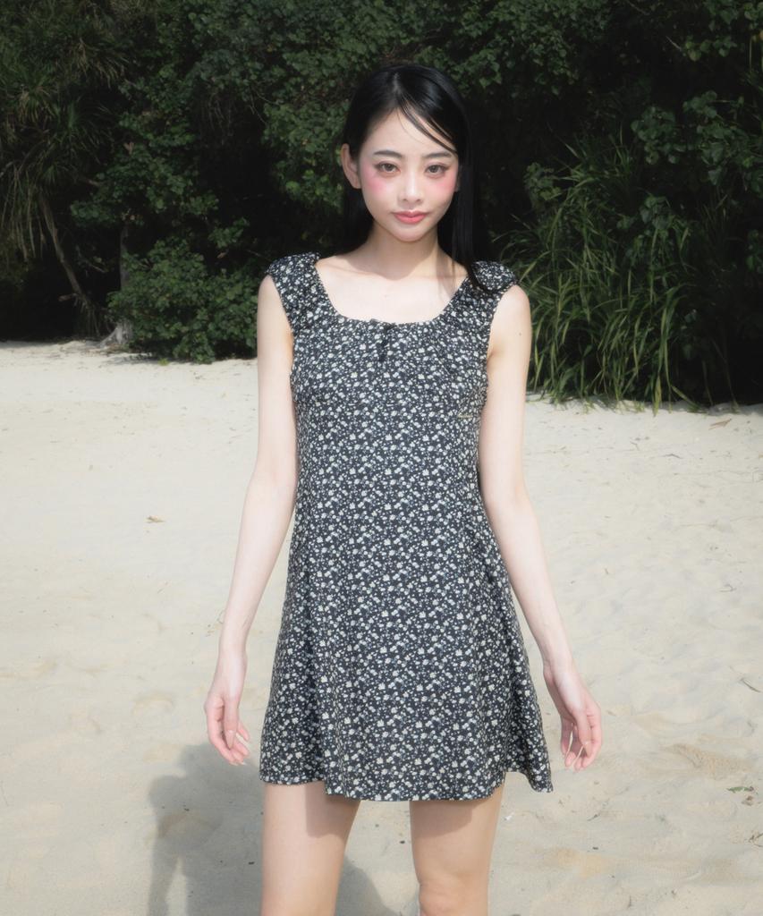 ROSEFRANTZ Flower Garden Mini Dress [Black]