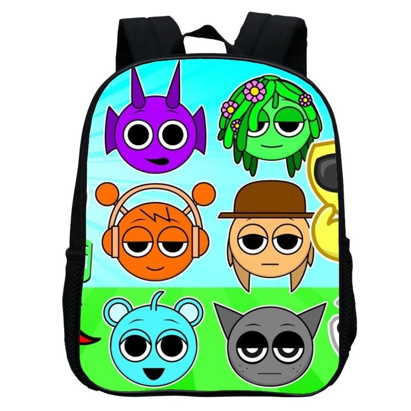 Printed Rhythm Box Kindergarten Bag, Cartoon Sprunki 12-Inch Backpack Lightweight Boys And Girls