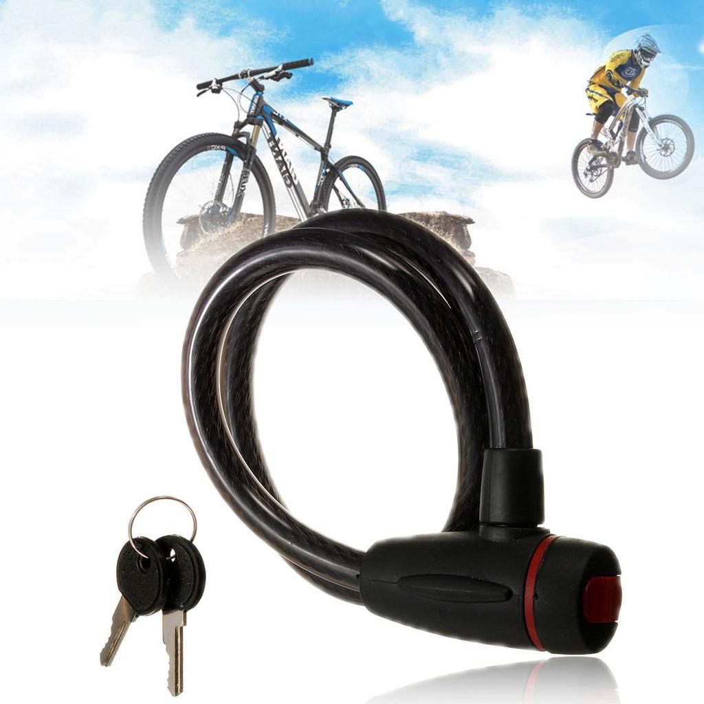 Buy Universal 60cm Bicycle Bike Heavy Duty Coil Lock Steel Cable With 2 ...