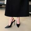 2025 new summer bag head high-heeled women's shoes pointed thin heel French temperament with skirt rear empty sandals