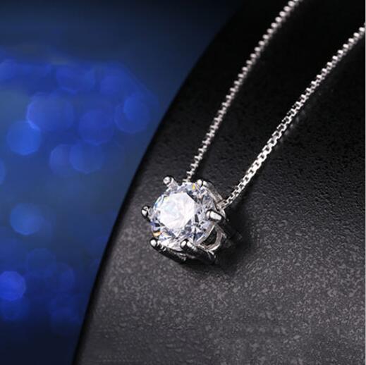 ANENJERY Classic Dazzling 6 Claws Zircon Necklace+Earrings+Ring Jewelry Sets for Women Wedding Jewelry