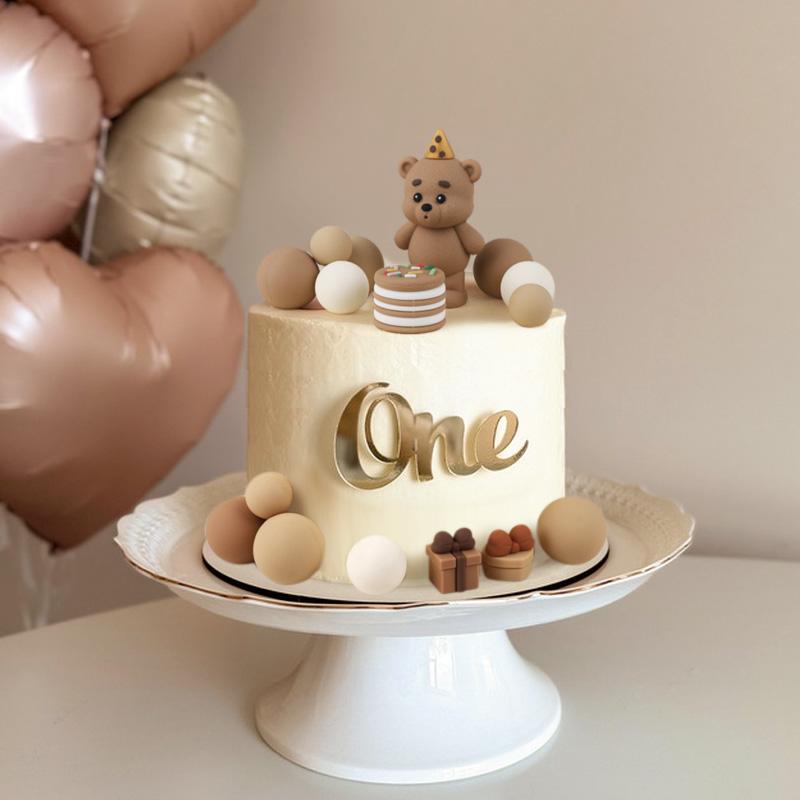 Teddy Bear Cake Topper Mixed Balls Gift Boxes Cake DIY Decoration Kids Boy Girl 1st Birthday Party Favors Baby Shower Supplies