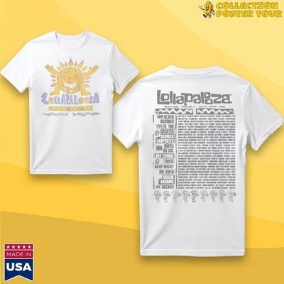 Lollapalooza 2025 Sunburst Lineup T-Shirt, Musikfestival Konzert-Tee für Fans