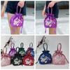 Satin Silk Embroidery Flower Handbag Leaf Small Purse Wallet Retro Drawstrings Bag Ladies/Girls