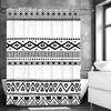 Vintage Geometric Decorative Pattern Shower Curtain, Bathroom Decorative Shower Curtain, Waterproof Shower Curtain with Hooks