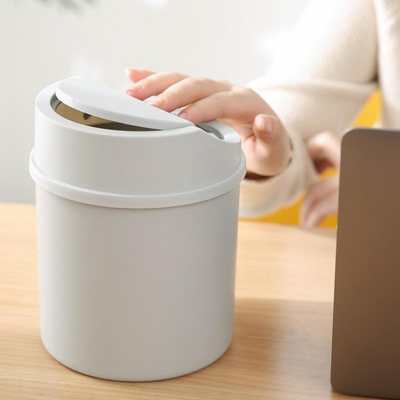 Household Trash Can Mini Desktop Bin Tube With Cover Bedroom Trash Garbage Can Clean Kitchen Storage Box Home OfficeDesk Dustbin
