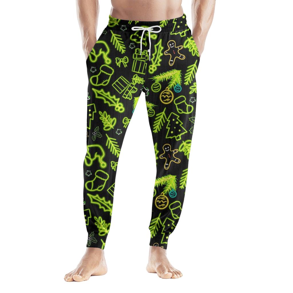 Men's Drawstring Pocket Casual Pants, Checkered Striped Printed Pocket Casual Pants, Home Sleeping Pants