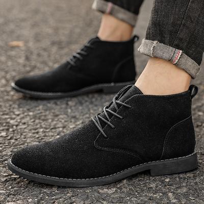 Stivali Martin Uomo stivaletti stringati Stivali rialzanti Scarpe in pelle alte stile British Stivaletti in pelle appuntiti opachi di tendenza Stivali taglia grande