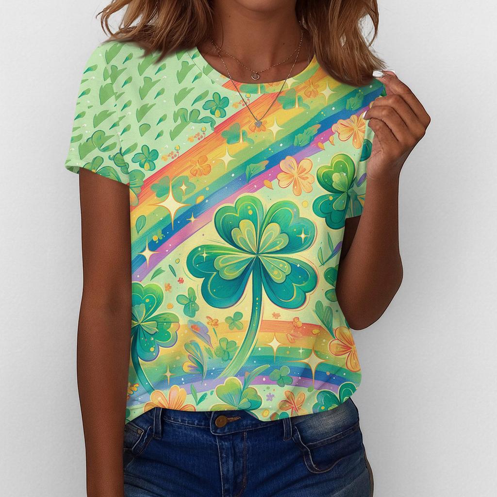 Women's T Shirt Tee Print Short Sleeve Daily Weekend Fashion Basic Regular Top  St. Patrick's Day