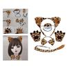 Leoparden Kostüm Set Leoparden Ohren Schwanz Schleifen Nase Handschuhe Tier Kostüm Set Zubehör Kinder Halloween Cosplay Requisiten