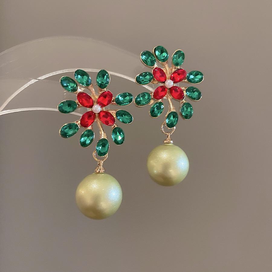 Silver Needle Zircon Pearl Tassel Earrings - Elegant Retro Design for Women