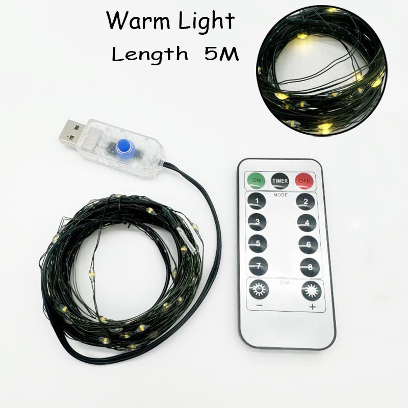 5M 50lamp Accesorii pentru decorarea bradului de Crăciun șir de lumină din ratan, alb cald, lumină colorată, cer înstelat, decorare fereastră cu plante