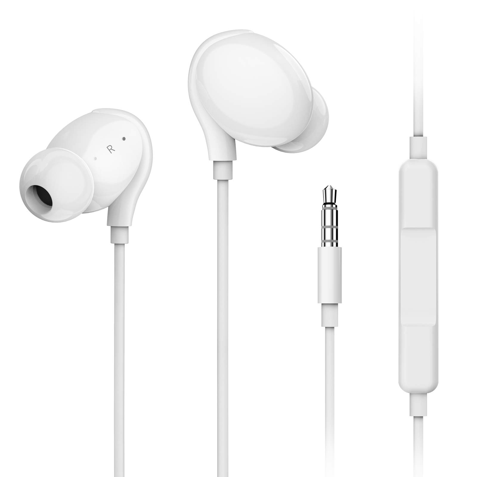 

TOMPOL Проводные наушники с наушниками с микрофоном для звонков, работа из дома, несовместимые с интерфейсными устройствами, микрофон, наушники с защитой от спутывания, микрофон, внутриканальные белый