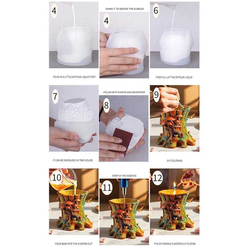 Weißer Kerzenhalter Form Mehrzweck Baumstumpf Form DIY Pflanzgefäß Form Kunst Handwerk