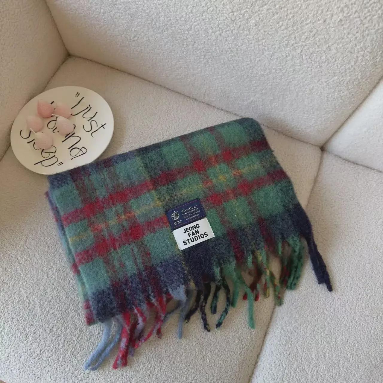 «Теплый шарф Mi Mi Unisex в красную и синюю клетку для осени и зимы»