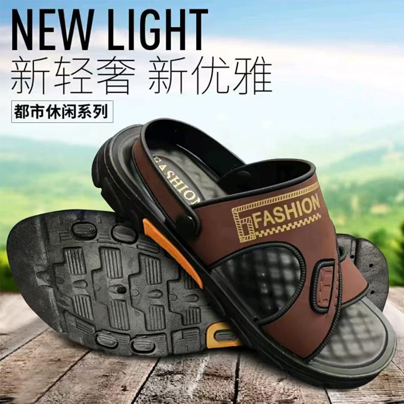 Sandals summer fashion simple wading shoes leather soft sole comfortable non-slip breathable half slippers men