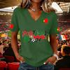Women's Casual V Neck Short Sleeve Pullover Top with Soccer Flag Print Portugal 2026 Support Shirt for Fans and Sports Events