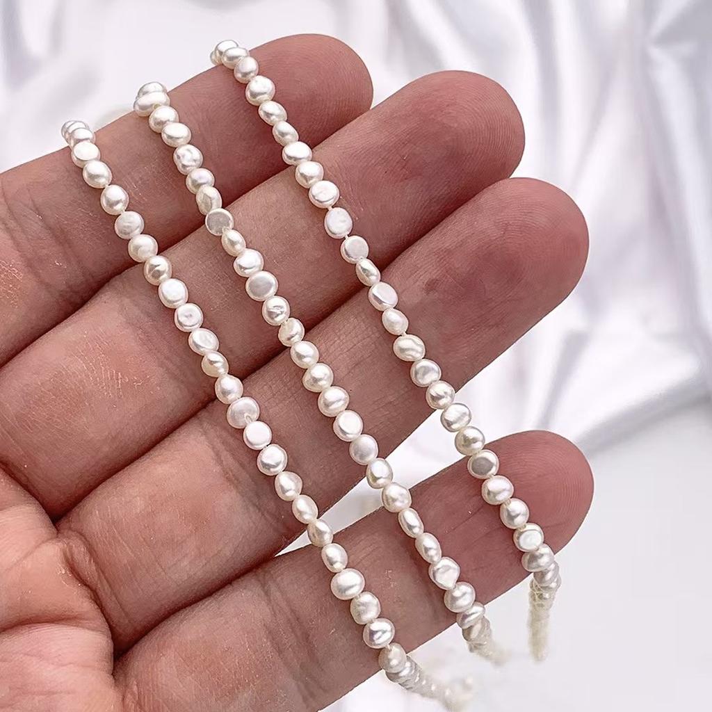 1String, White Natural Freshwater Pearls, Handmade Rice Shape Pearl Beads, 3.5-4.5mm, for DIY Necklace, Jewelry Making Crafts, Length 36 Cm