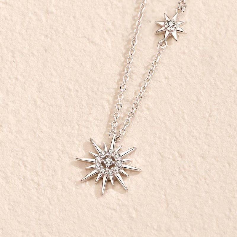 New 925 Sterling Silver Geometric Shape Necklace Charm Personality Pendant Choker Birthday Gift for Women Exquisite Jewelry