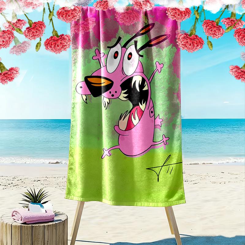 1pc Courage the Cowardly Dog Beach Towel, Multi-functional Beach Towel for Outdoor Activities Beach Swimming and Travel