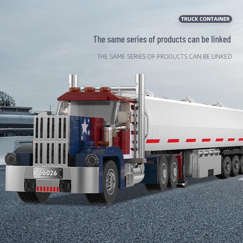 Brick Joy Transportation Truck Series: Semi-Trailer Car Building Blocks for Boys - Small Particle Assembly Toy