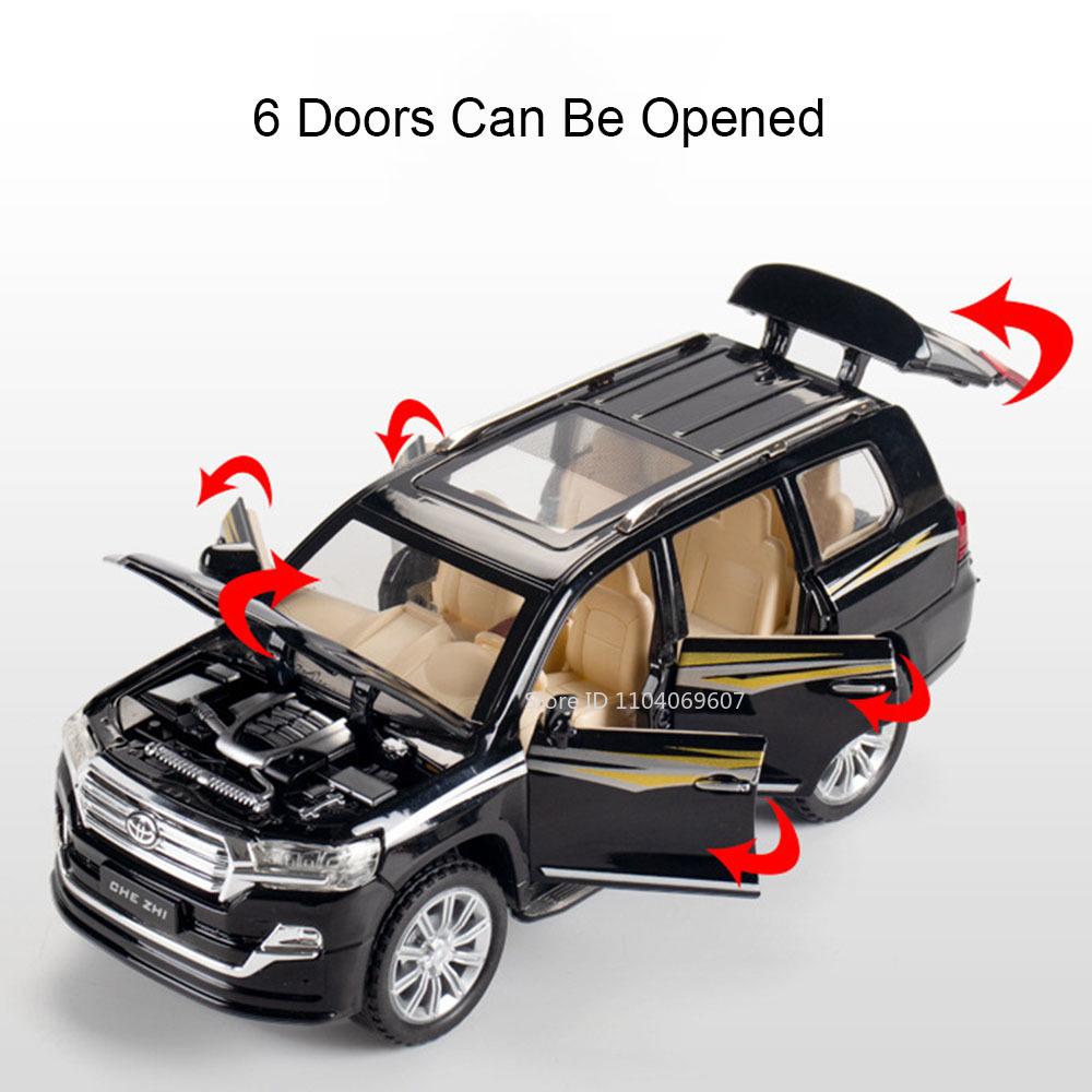 1:24 Land Cruiser Prado LC250 Model Car Toy Metal Diecast Doors Opened Off-road Vehicle Sound Light Pull Back Models for Boys