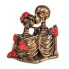 Halloween Gothic Skeleton Couple Figurine, Vintage Kissing Skeleton Resin Statue, Rose Skeleton Couple Sculpture for Holiday Party Decoration