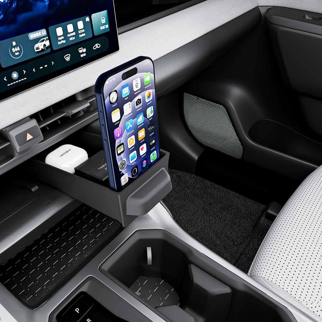 Car Soft Silicone Wireless Charger Drawer Storage Box For Toyota RAV4 2026 2027 2028 LHD Center Console Sundries Organizer Tray