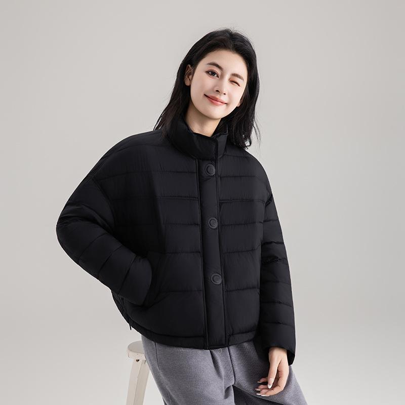 Women’s Short Quilted Stand Collar Windproof Warm Winter Jacket