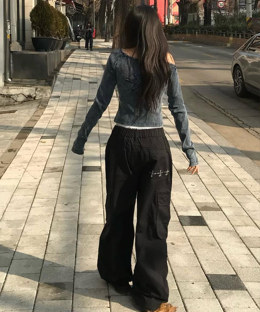 Lougeu Onbon Logo Cargo Pants_Black