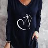 Size Shirt Plus T Print Vintage Cartoon 3d Tees Long Sleeve Loose Top Women Autumn V Neck Tshirts