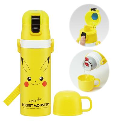 Skater Stainless Steel Water Bottle Direct Drinking 470ml Cup Drinking 430ml Pokemon Pikachu Face Lightweight Type Boys Pocket Monster Waterbottle