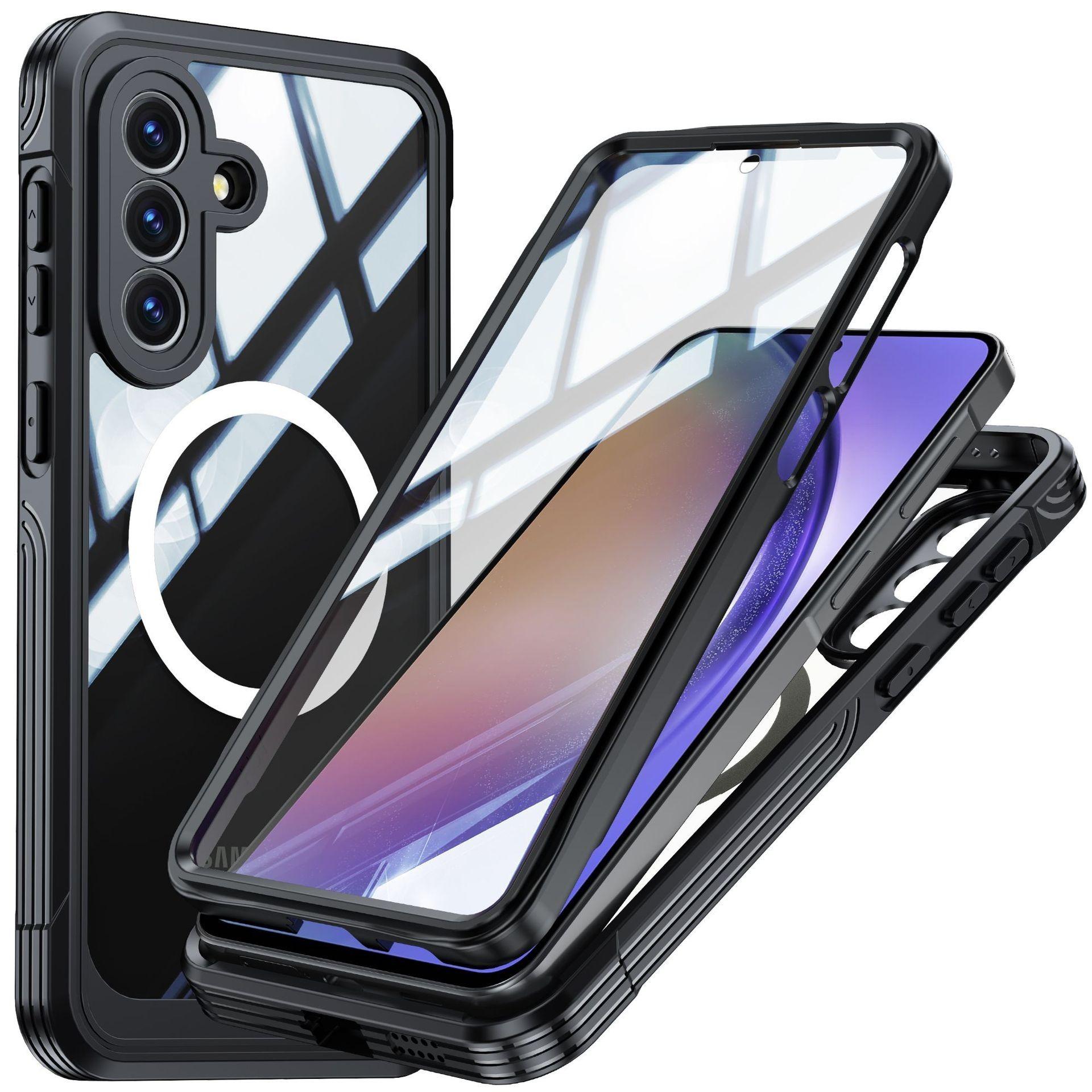 

Rugged MagSafe Phone Case for Samsung Galaxy A57 5G Full-Body Shockproof Cover with Screen Protector for Samsung Galaxy A57 чёрный