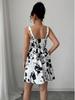 Elegant Bohemian Print A-Line Spaghetti Strap Dress - Backless, Waist-Cinched, Summer Vacation Style