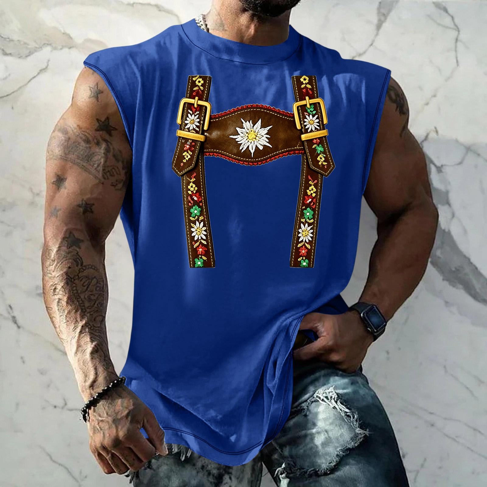 

Men Sleeveless Tank Top Loose Fit Casual Streetwear Printed Texture Pattern Summer Vest for Outdoor Sports and Daily Wear XXL