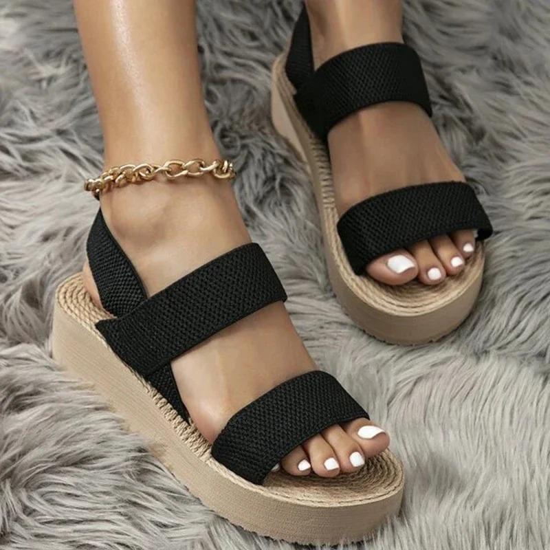 Women's Open Toe Thick Soled Platform Casual Wedge Sandals Ankle Strap Slingback Sandals