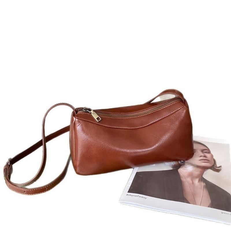Genuine Leather Fashionable Small Square Bag Crossbody Trendy Single-shoulder Bag Large-capacity Pillow Bag